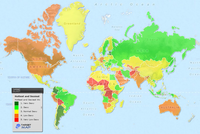 Mapa - as mulheres mais sexys do mundo